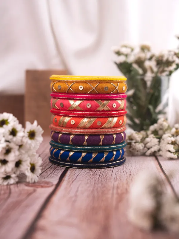 Tiyara Multicolour Handcrafted Thin Bangles